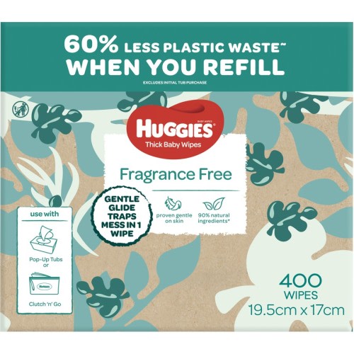 Huggies Thick Baby Wipes Fragrance Free 400 Pack