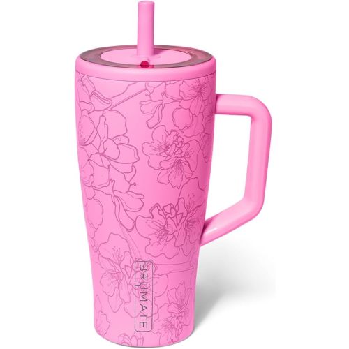 BrüMate Era 30 oz Tumbler with Handle and Straw | 100% Leakproof Insulated Tumbler with Lid and Straw | Made of Stainless Steel | Cup Holder Friendly Base | 30oz (Cherry Blossom)