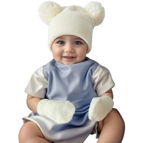 Baby Winter Beanie Hat Gloves,Kids Winter Warm Knit Hat,Toddler Soft Beanie Gloves for Little Boys Girls Children