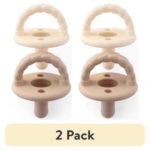 (2 pack) Itzy Ritzy Sweetie Soother Braid Pacifier Set of 2 Toast and Buttercream