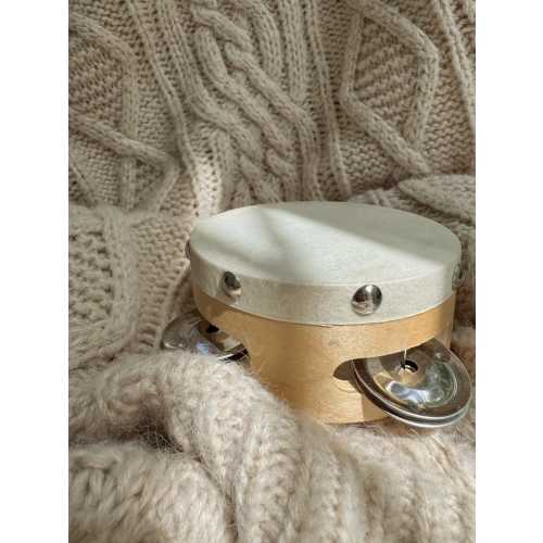 Rustic Wooden Tambourine Drum w/ Goat Skin Drum Head Kids Drum Instrument Baby Toy Instruments Wood Montessori Baby Toy First Birthday Gift