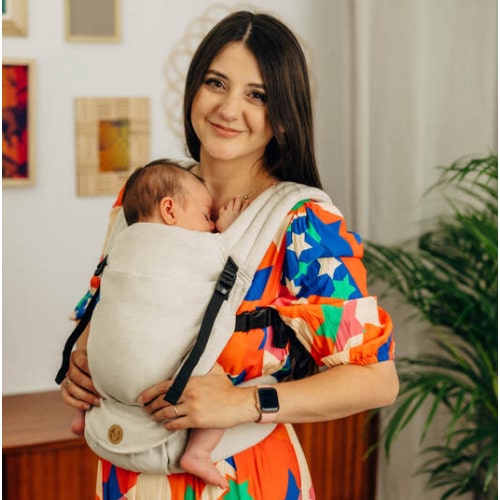 LennyLight Carrier, Standard Size, broken-twill weave (55% cotton, 45% linen) - MARZIPAN