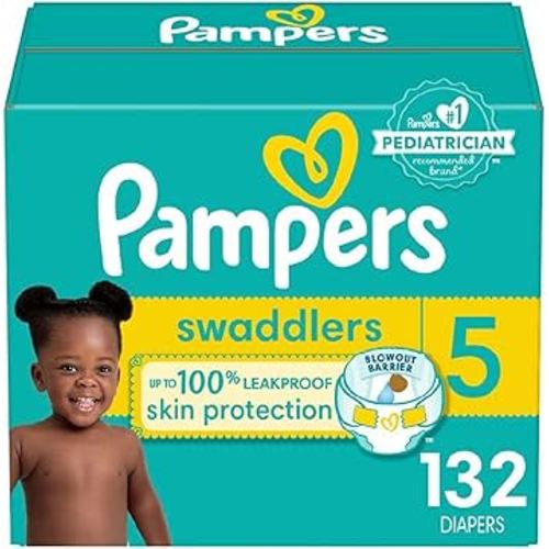Pampers Baby Diapers - Swaddlers - Size 5, 132 Count, Ultra Absorbent Disposable Infant Diaper