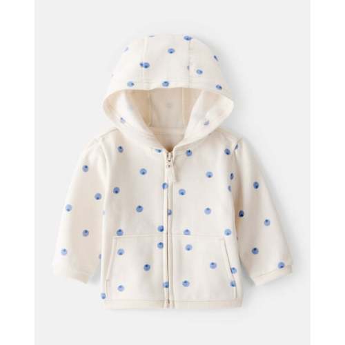 Baby Girl Blueberry Print Long-Sleeve Hoodie - Ivory - Carter's | Carter's
