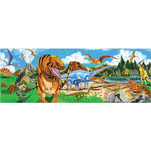Melissa & Doug Land of Dinosaurs Floor Puzzle (48 pcs, 4 feet long) Giant Dinosaur Puzzle for Kids Ages 3+ - FSC-Certified Materials