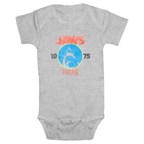 Infant's Jaws Retro Distressed Bigger Boat Bodysuit - Athletic Heather - 24 Months