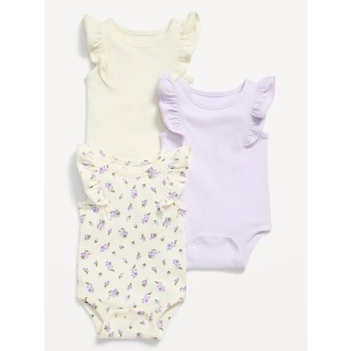 Ruffle-Trim Ribbed Bodysuit 3-Pack for Baby
