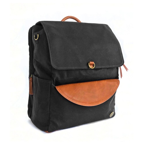 Black Canvas Diaper Bag Backpack - Stylish & Spacious!