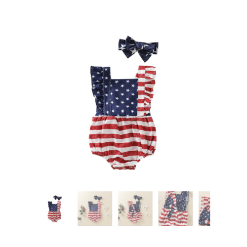 USA Ruffle Romper with Headband - Hazel & Bo