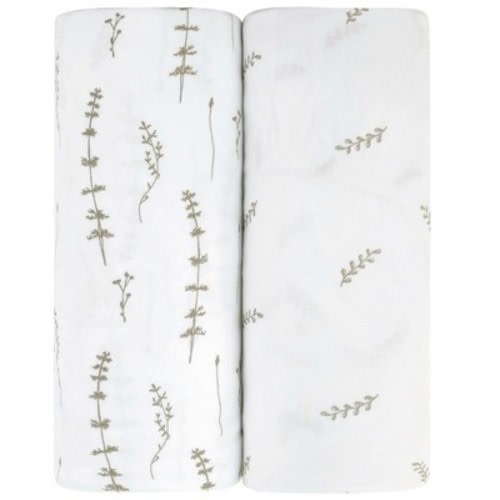 Ely's & Co. Baby Fitted Bassinet Sheet 100% Combed Jersey Cotton Forest Grey Leaf