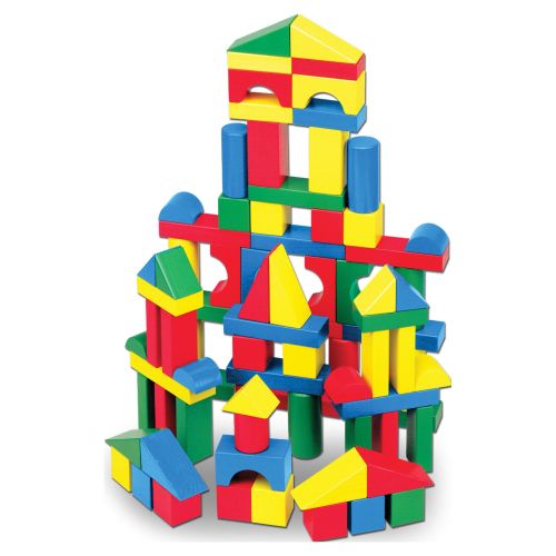 Melissa & Doug Colorful Wooden Building Blocks Set for Toddlers & Kids, 100 Shapes