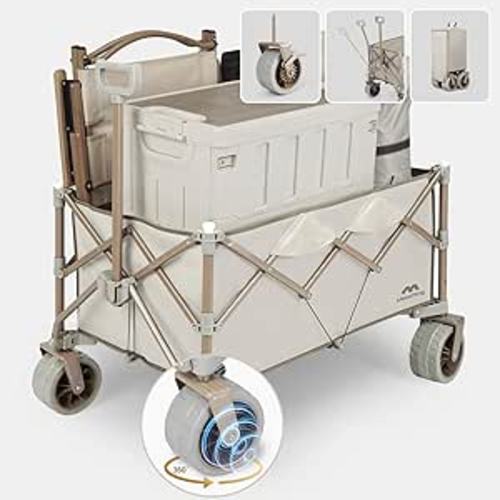 Moothing Heavy Duty Collapsible Wagon, Beach Wagon (Khaki)