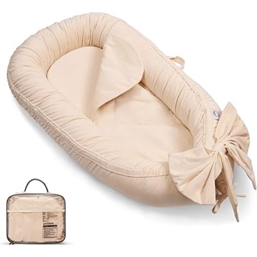 EAQ Baby Lounger, Snuggle Me Lounger, Portable Baby Nest Breathable & Soft, Organic Cotton Baby Lounger Pillow, Safe Baby Bassinet for Co-Sleeping, Nursery, Travel, Playtime