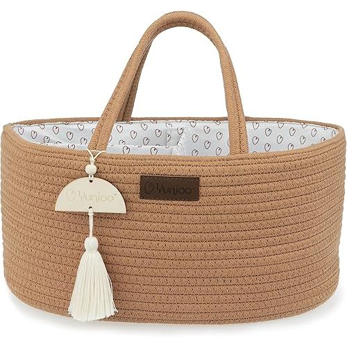 Diaper Caddy Organizer, Boho Diaper Bag Tote for Changing Table Necessities and Baby Essentials Must Haves for Newborn, Car Caddy Organizer, Portable Storage Basket for Boy or Girl, Brick