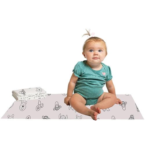 Disney Baby by J.L. Childress Disposable Changing Pads for Baby - Diaper Changing Table Covers, Travel Essentials for Babies, Absorbent Liner Pads, Leak-Resistant, 26"x18" - Winnie The Pooh, 24 Count