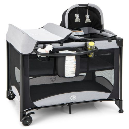 Infans 5 In 1 Portable Baby Playard Nursery Center W/ Cradle & Storage Basket