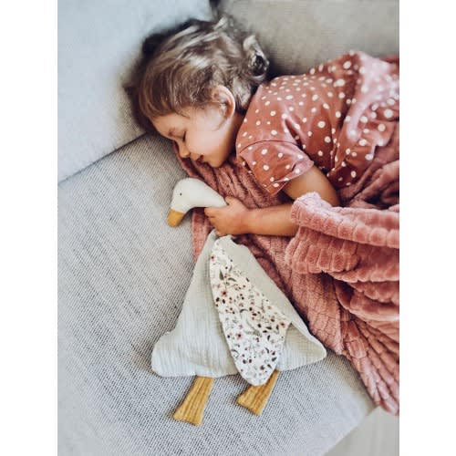 Edredón de ganso Animalito para bebé Manta de peluche suave Manta de seguridad con ganso, Muselina orgánica, Regalo personalizado para baby shower