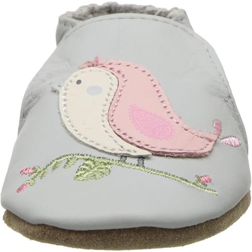 Robeez Baby Girls and Unisex Soft Soles Slip-Resistant Crib Shoes Slippers for Infant and Toddler, 0-24 Months - Grey - 12-18 Months Toddler