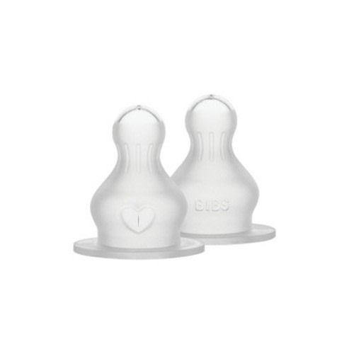 Bibs Silicone Baby Bottle Nipples Round - Level 1 - Slow Flow - 2pk