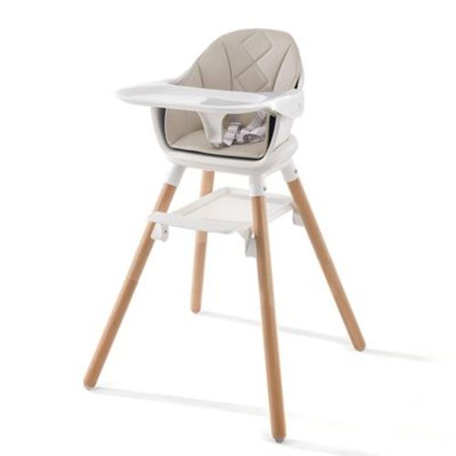 Sugift Convertible Wooden Baby Highchair With Adjustable Legs & Removable Double Tray