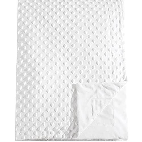 david's kids Minky Baby Blanket for Boys Girls Neutral, Soft Lightweight Micro Fleece Blanket with Double Layer, Dotted Backing, Breathable Receiving Blanket for Newborns, 30x40 Inches, White
