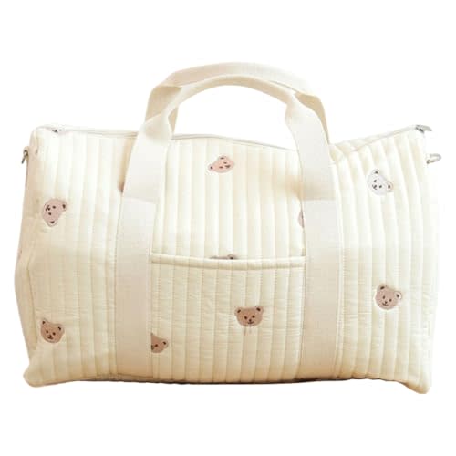 Quilted Duffle Bag For Women Cute Weekender Bag Floral Travel Bag Cotton Diaper Tote Bag
