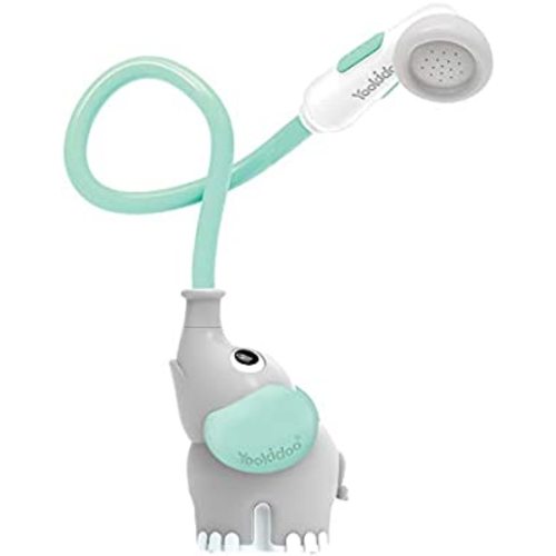 Yookidoo Baby Bath Shower Head - Elephant Water Pump with Trunk Spout Rinser - Control Water Flow from 2 Elephant Trunk Knobs for Maximum Fun in Tub or Sink for Newborn Babies (Turquoise)