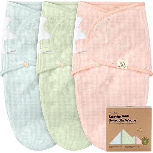 3-Pack Organic Swaddles for Newborns, Baby Sleep Sacks 0-3 Months - Baby Swaddle Wrap, Newborn Wearable Blanket, Infant Sleep Sack for Girls, Boys, Soft & Snug, Large Hook & Loop Closure (Mellow)