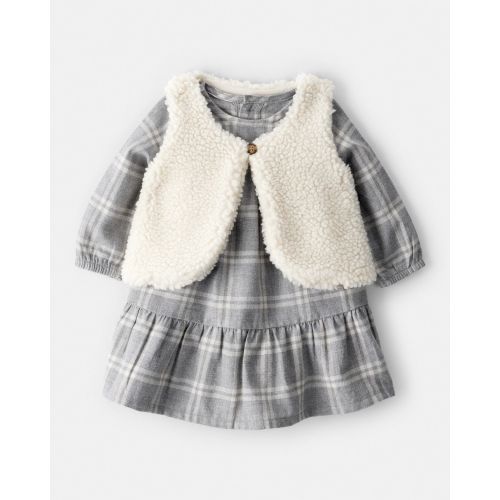 Baby Girl 2-Piece Plaid Sherpa Vest & Dress Set | Carter's