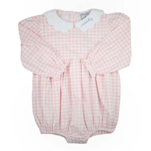 Autumn Pink Gingham Bubble for Baby Girls with Monogram Option | Perfect Fall Outfit – The Bella Bean