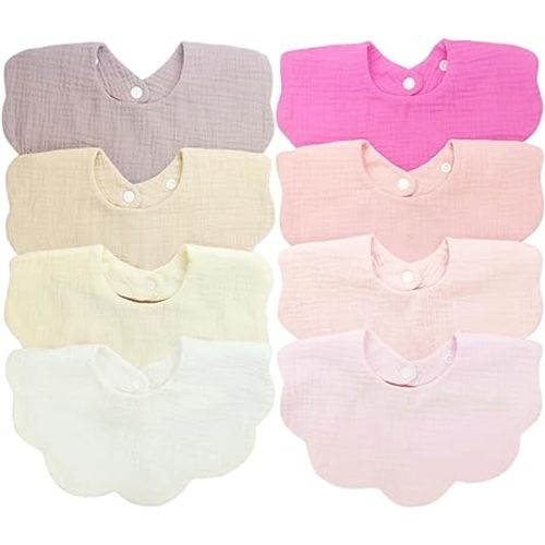 Baby Bibs for Girls Boys 8 Pack Muslin Bibs Drool Bibs Muslin Cotton Bibs for Baby Girls Boys Teething Bibs