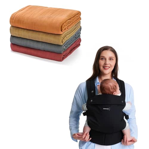 Momcozy Muslin Swaddle Blankets and Baby Carrier Cozy and Lightweight Infant Carrier for 7-44lbs
