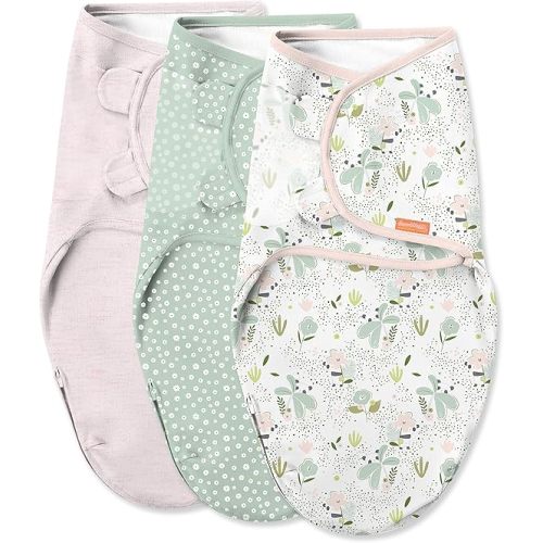 SwaddleMe by Ingenuity Original Swaddle with Easy-Change, 100% Cotton, Improves Sleep & Calms Startle Reflex, 0-3 Months, 3-Pack - Peekaboo Panda