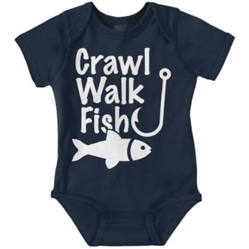 Brisco Brands Crawl Walk Fish Hook Outdoor Lover Baby Romper Boys or Girls