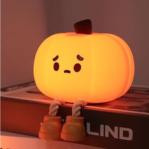 DREAMING MY DREAM Cute Pumpkin Lamp,Halloween Decor Night Light Silicone LED Lamp Rechargeable Bedside Touch Lamp,Nursery Pumpkin nightlight for Kids,Breastfeeding for Baby