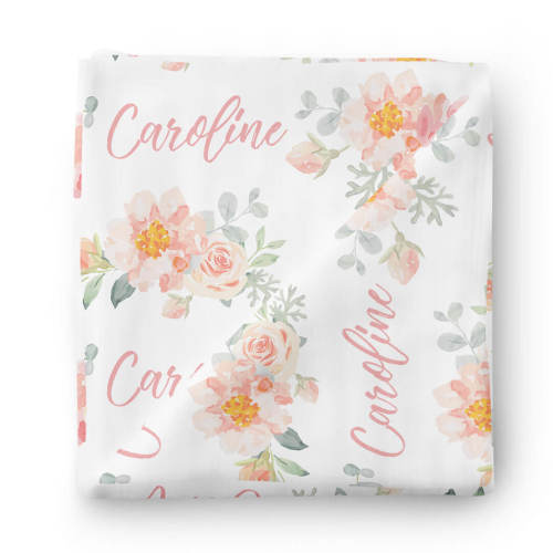 Ella's Dusty Rose Personalized Baby Name Swaddle Blanket