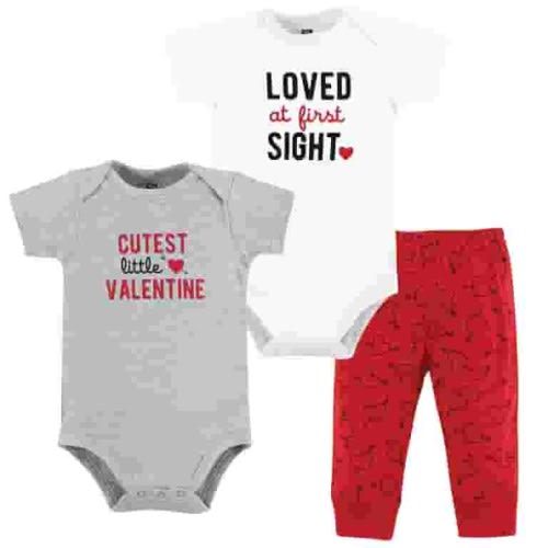 Hudson Baby Unisex Cotton Bodysuit and Pant Set, Cutest Valentine, 9-12 Months