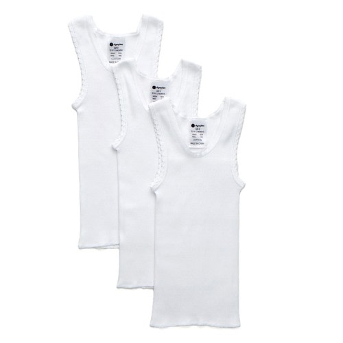 Dymples Baby Rib Singlets 3 Pack - White