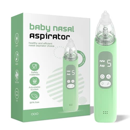 X-Bosak Baby Nasal Aspirator, Electric Nose Sucker with 5 Levels Suction, Soothing Light & Nursery Rhymes (Green)