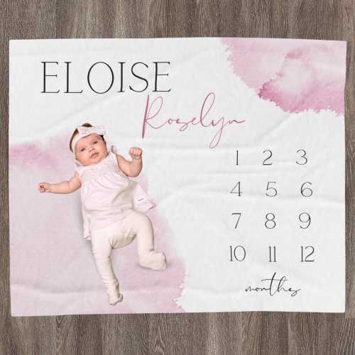 Personalized Milestone Blanket Baby Girl Blanket Baby Shower Gift with Name Month Tracker Monthly Age Growth Blanket Baby Cute SageBlanket