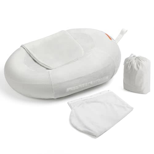 Inflatable Baby Bathtub, NICEMER Infant Bathtub Sink Bather Includes Microfleece Cover 2-in-1 Detachable Swaddle Wings and Storage Bag, Present for 0-6 Months Newborns, Portable Home Travel