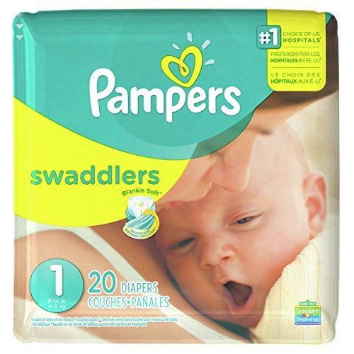 PAMPERS SWADDLERS DIAPERS SIZE ONE 20 COUNT