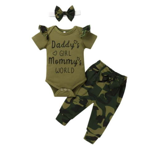 Odeerbi Baby Pants Newborn Clothes Romper Infant Toddler Girl's Outfits Camouflage Suit