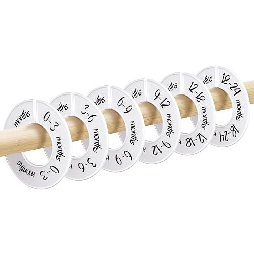 Pro Goleem Baby Closet Dividers Unisex Baby Closet Organizer for Nursery Baby Clothes Size Age Dividers Fits 1.5" Rod 6 PCS