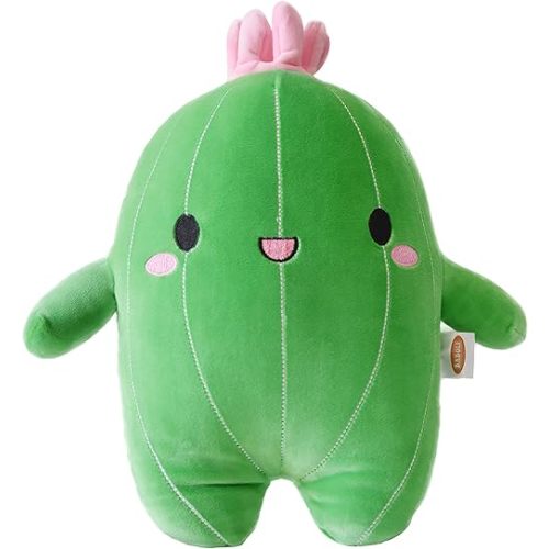 BABOLI Cuddly Cactus Stuffed Plant Animal with Smile Face and Pink Antenna Honey Cacti Plush Soft Toy Pretty Sweet Mascot Gifts for Kids Girls and Boys Present for Birthday or Party 10 Inches