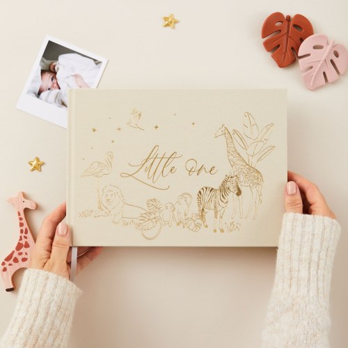 Luxury baby memory book (Safari), baby shower gift, new parents record book keepsake journal