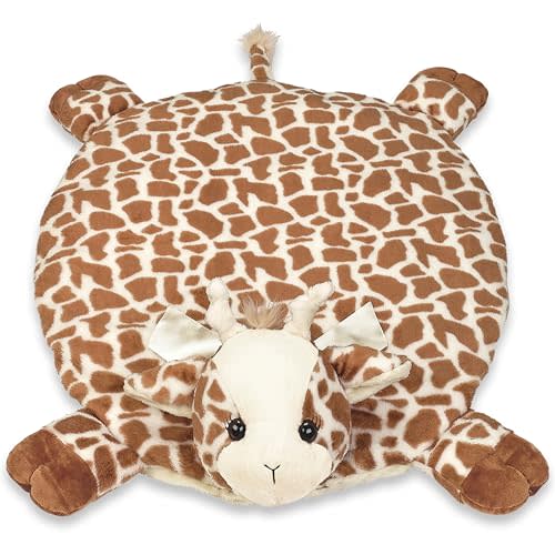 Bearington Collection Baby Patches Tummy Time Mat, Giraffe Plush Stuffed Animal Blanket, Giraffe Baby Stuff for Nursery Decor (30 x 30 Inch )