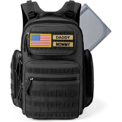 MIRACOL Outdoor Military Diaper Bag: Tactical Style Baby Backpack with Insulated Pockets & Changing Pad - Hiking Camping Essentials for Active Dads for Father's Day