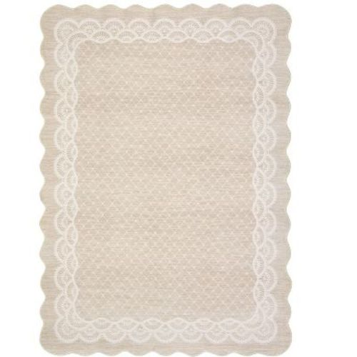 Washable Scalloped Living Room Rugs, Plaid Floral Soft Non Slip Bedroom Carpet, Large Low Pile Dining Room Rugs