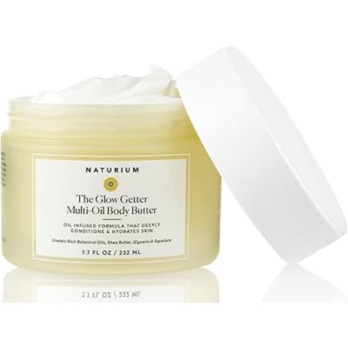 Naturium The Glow Getter Whipped Multi-Oil Body Butter, Firming Cream & Body Moisturizer with Shea Butter, 7.7 fl oz